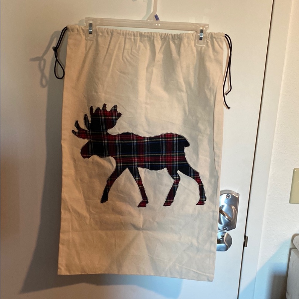 Plaid Moose Drawstring Bag